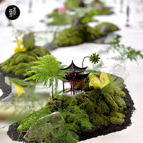 宴会桌装饰摆饰长条桌中间布置餐桌花艺绿植商务桌花景观活动/204