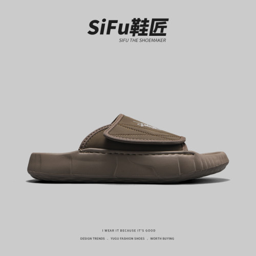 外穿高级感时尚魔术贴一字拖鞋