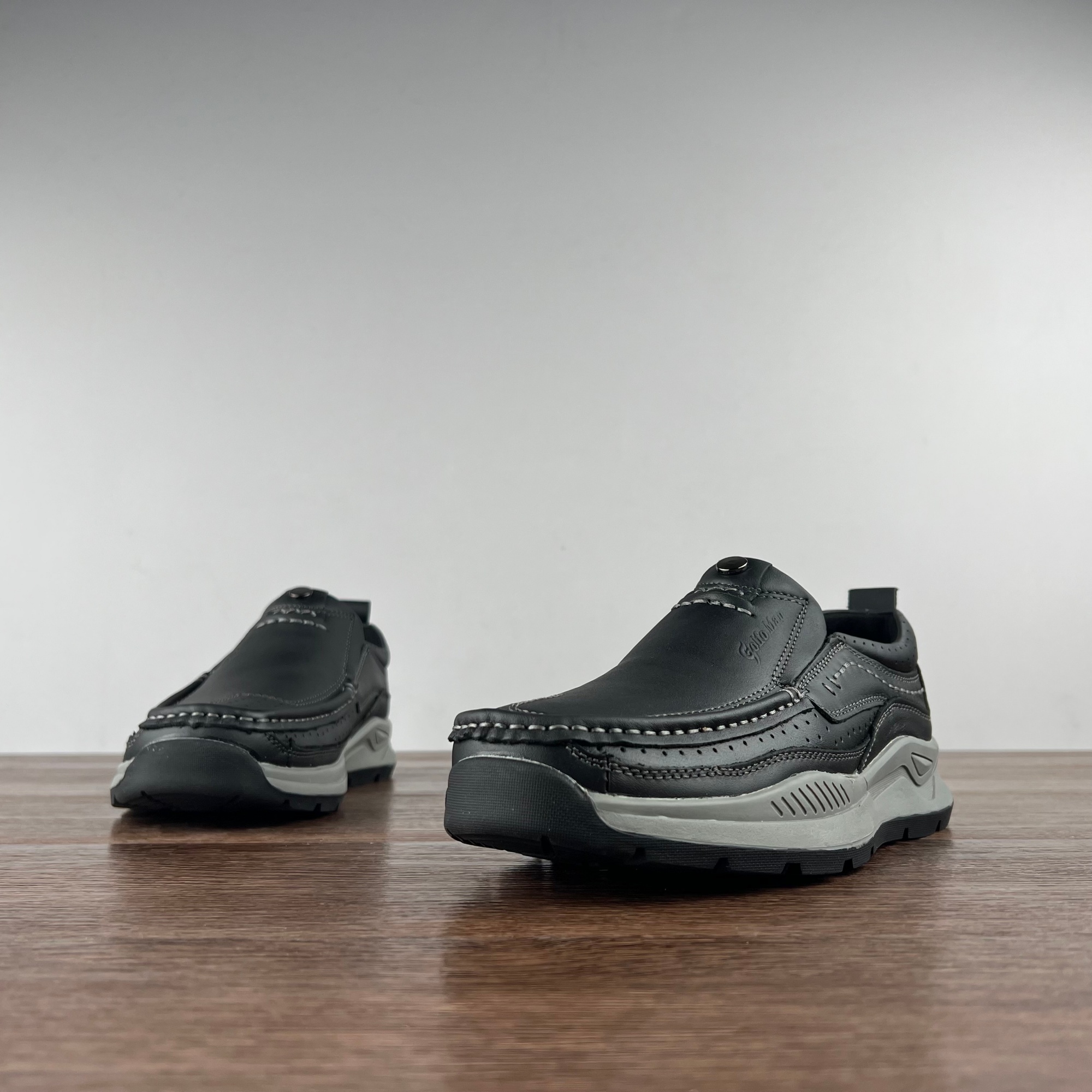 外贸男真皮休闲皮鞋低帮一脚蹬