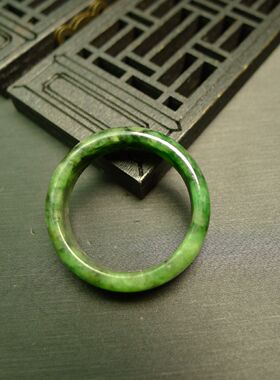 #7415 23号圈口黄加绿天然A货老翡翠戒指指环 男女款戒指