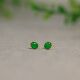 L141 18K金镶嵌老坑冰种满绿天然A货翡翠蛋面耳钉