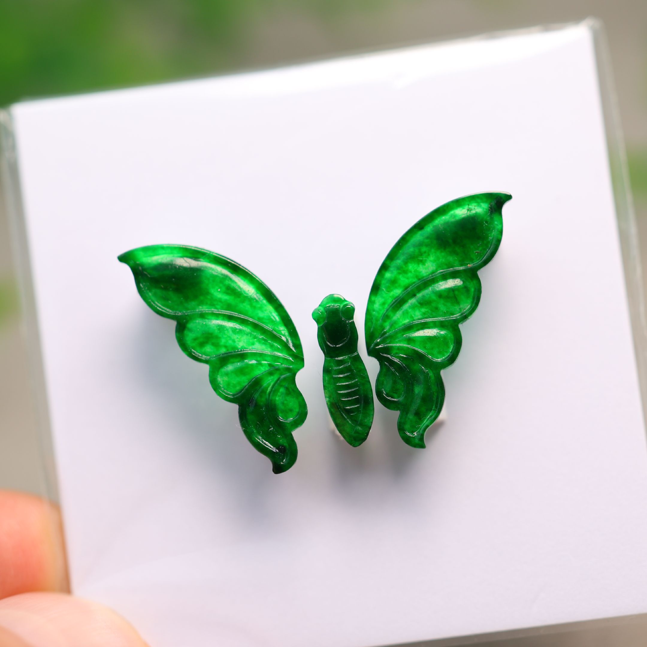 辣绿缅甸天然A货翡翠大蝴蝶花片