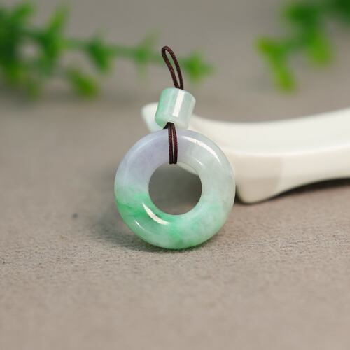 天然A货翡翠平安扣小环吊坠