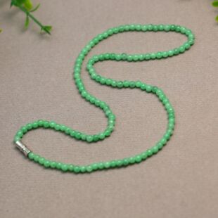 #H701一条冰种满绿天然A货翡翠小米珠小圆珠子项链手链