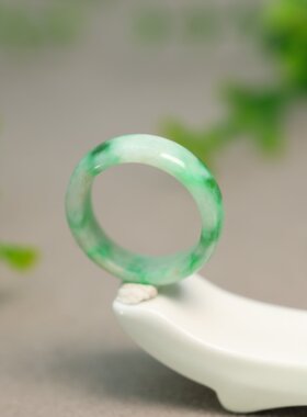 #L169 飘阳绿缅甸天然A货翡翠戒指指环