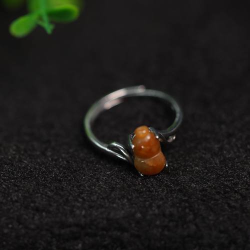 天然A货黄翡葫芦活口戒指女戒