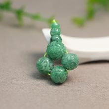 #K201满绿缅甸天然A货翡翠雕花团寿纹珠子三通佛头 18子珠串配件