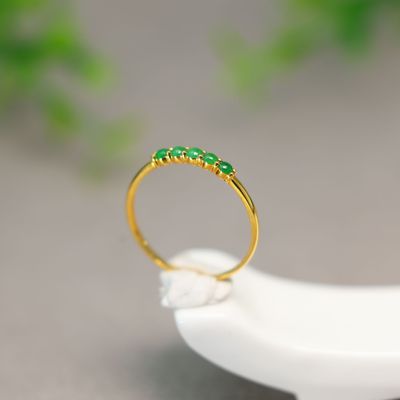 满绿天然A货翡翠蛋面戒指