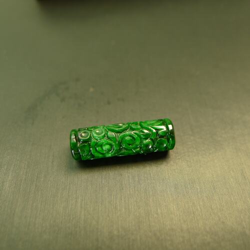 天然翡翠雕花钱币路路通桶珠
