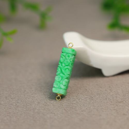 缅甸天然A货翡翠雕花路路通桶珠