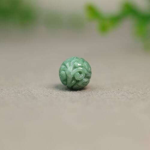 满绿缅甸天然A货翡翠雕花珠子