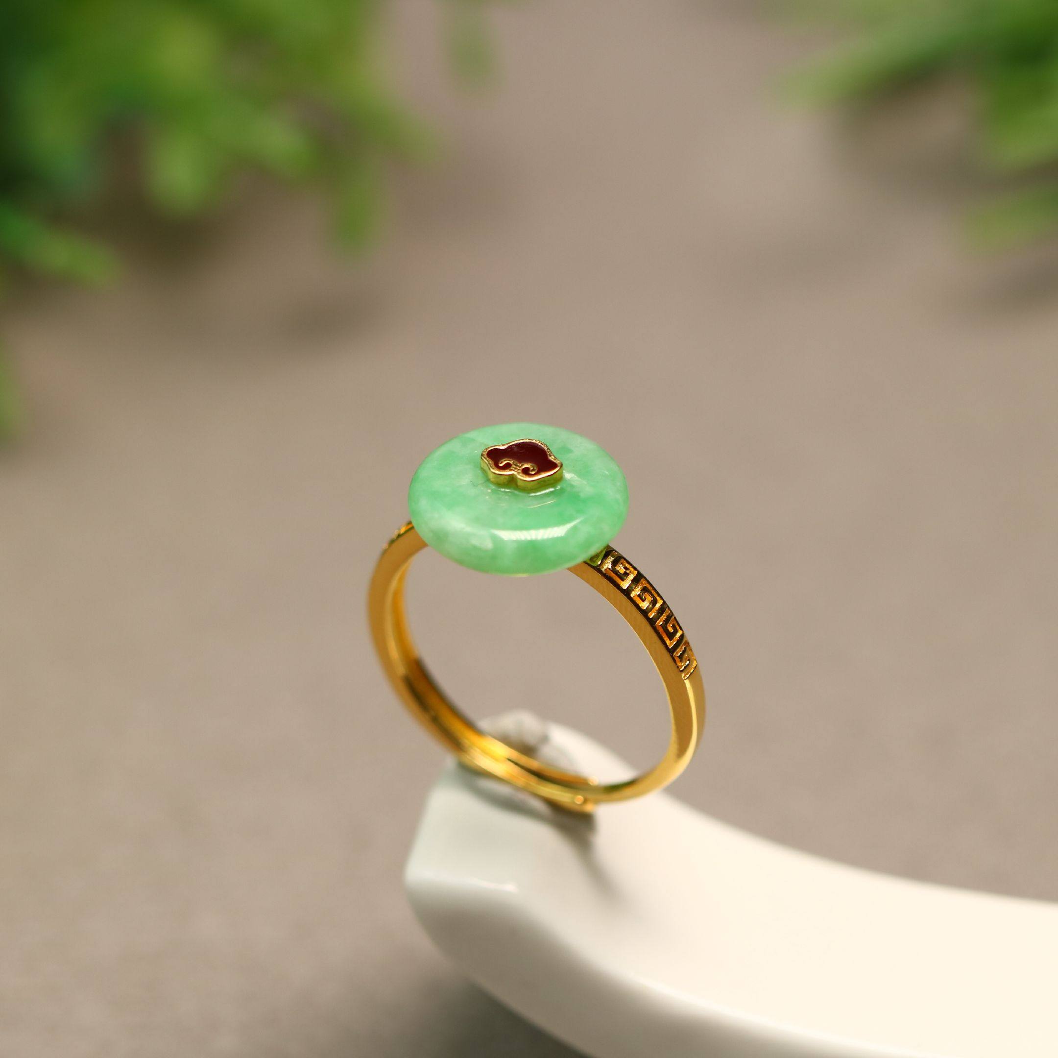 #C108 S925银镶嵌满绿天然A货翡翠平安扣活口戒指,珠宝/钻石/翡翠,戒指/指环,淘宝优惠券,粉丝福利购,淘宝优惠卷