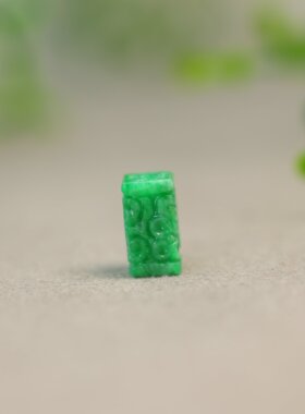 #M207 糯种满色阳绿缅甸天然A货翡翠雕花路路通桶珠 DIY珠链配件