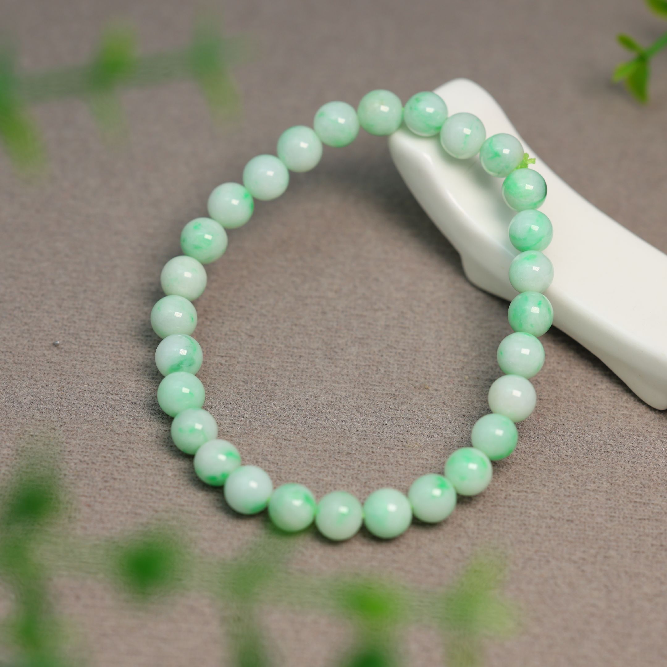 缅甸天然A货翡翠素面珠子手串