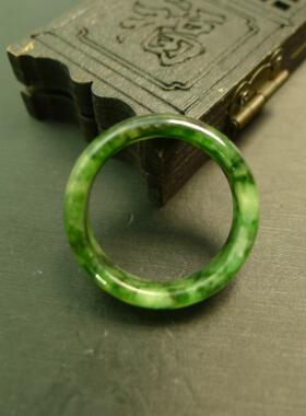 #F549 23号圈口黄加绿天然A货老翡翠戒指指环