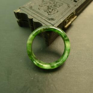 #F549 23号圈口黄加绿天然A货老翡翠戒指指环