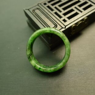 #E203 23号圈口满绿天然A货翡翠戒指指环