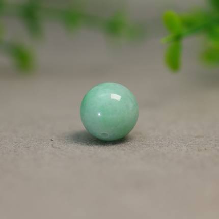 #K380绿色缅甸天然A货翡翠珠子 12.5MM素面圆珠顶珠佛珠