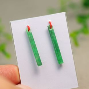 镶嵌耳坠吊坠裸石 J725一对冰种辣绿缅甸天然A货翡翠翎管