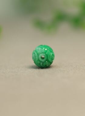 阳绿缅甸天然A货翡翠雕花珠子