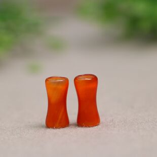 #7673红色天然老玛瑙管珠桶珠