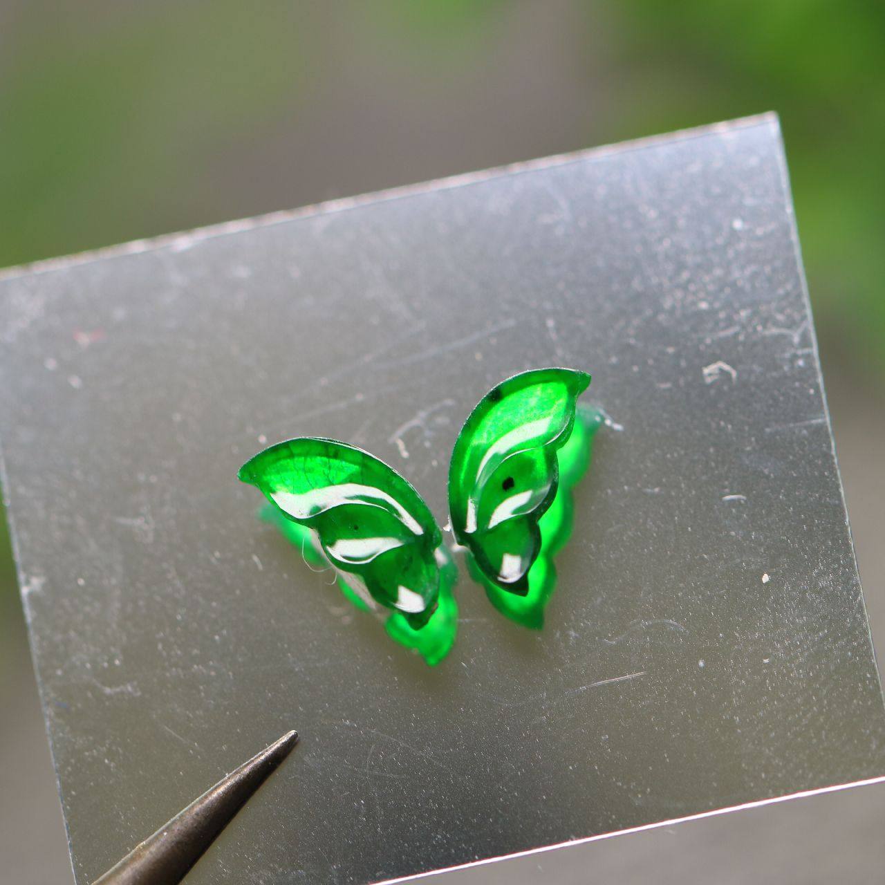 一对老坑冰种满色辣绿天然A货翡翠小蝴蝶翅膀 镶嵌戒指美,珠宝/钻石/翡翠,其他,淘宝优惠券,粉丝福利购,淘宝优惠卷