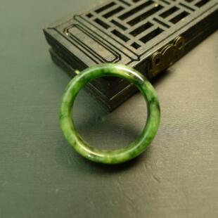 #E751 23号圈口黄加绿天然A货老翡翠戒指指环