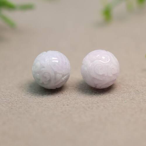 天然A货翡翠团寿龙纹雕花珠子