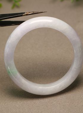 #E364 56MM圈口冰糯种淡紫色飘绿花天然A货翡翠手镯