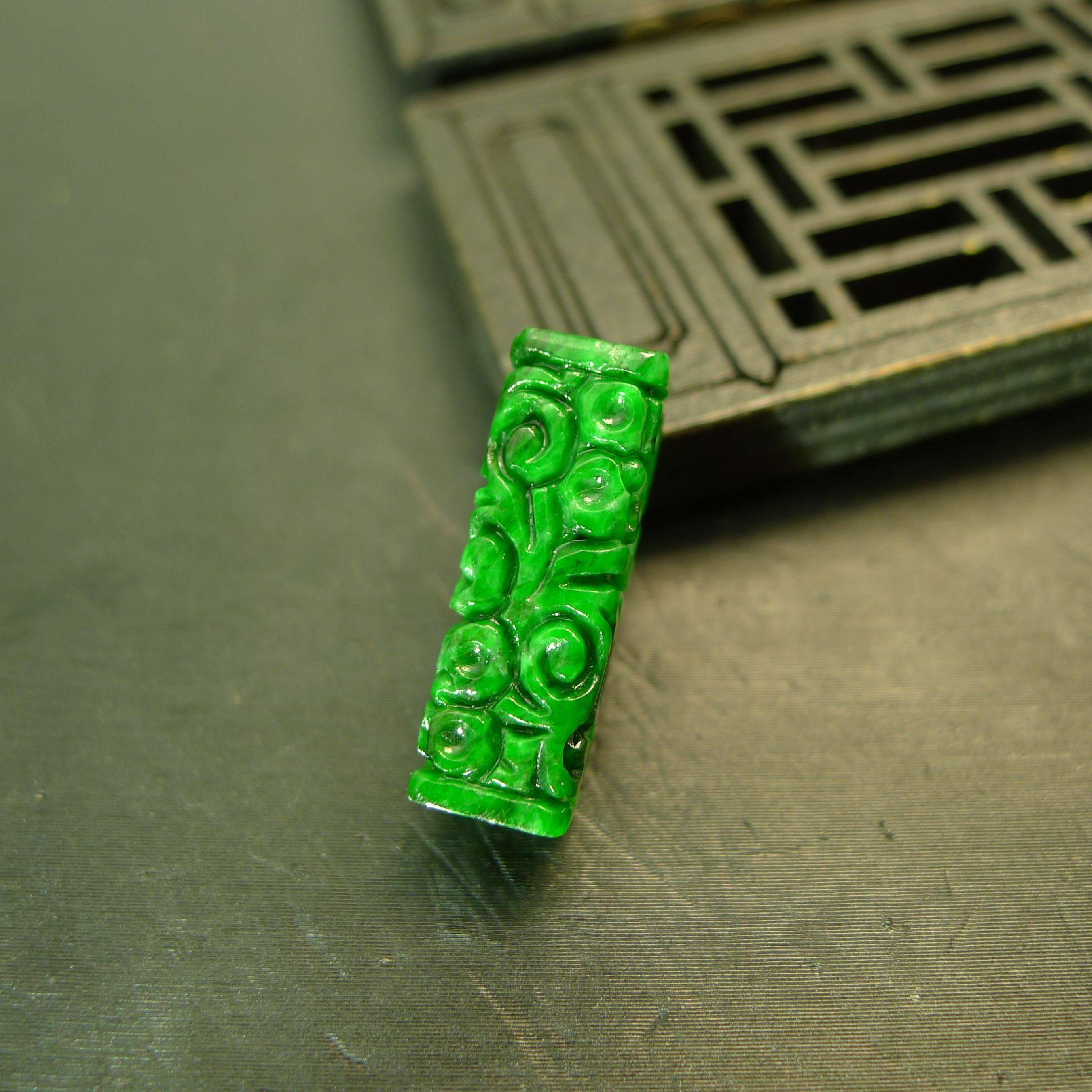 #J154满绿缅甸天然A货翡翠雕花路路通桶珠,珠宝/钻石/翡翠,翡翠裸石/蛋面,淘宝优惠券,粉丝福利购,淘宝优惠卷