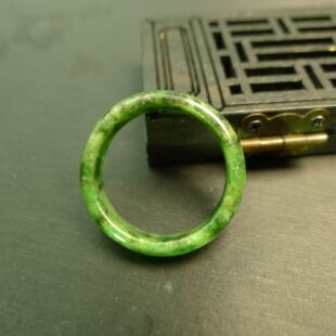 #F009 23号圈口满绿天然A货老翡翠戒指指环