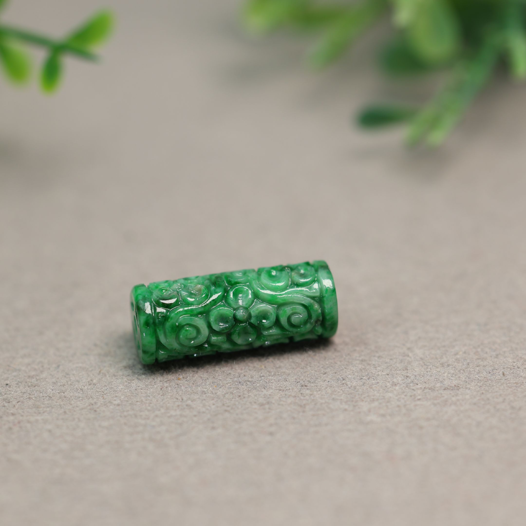 天然A货翡翠圆柱形管珠桶珠