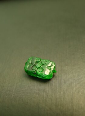 #J904 满绿缅甸天然A货翡翠如意背云通天孔DIY珠串配饰配件