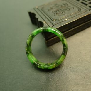 #G806黄加绿天然A货老翡翠戒指指环 23号圈口男女戒指