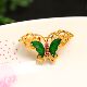 B704 S925银镀金镶嵌满绿天然A货翡翠蝴蝶胸针吊坠二用款