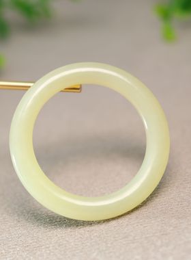 #K211天然和田白玉袈裟环玉环吊坠挂坠