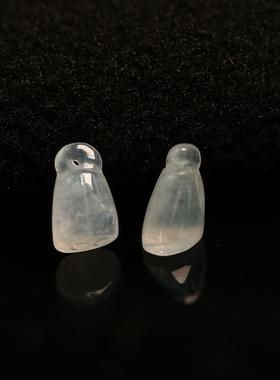 #F744一对老坑白色冰种天然A货翡翠莲蓬 可作吊坠小坠角耳坠