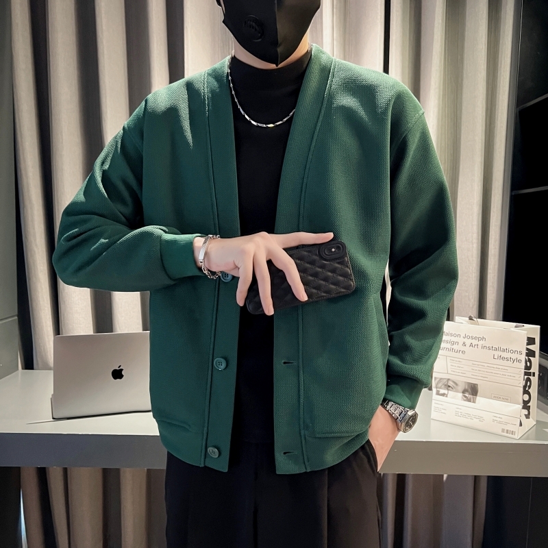 雷迪波尔官方男士外套春秋款无领潮流百搭针织开衫痞帅新款夹克轻