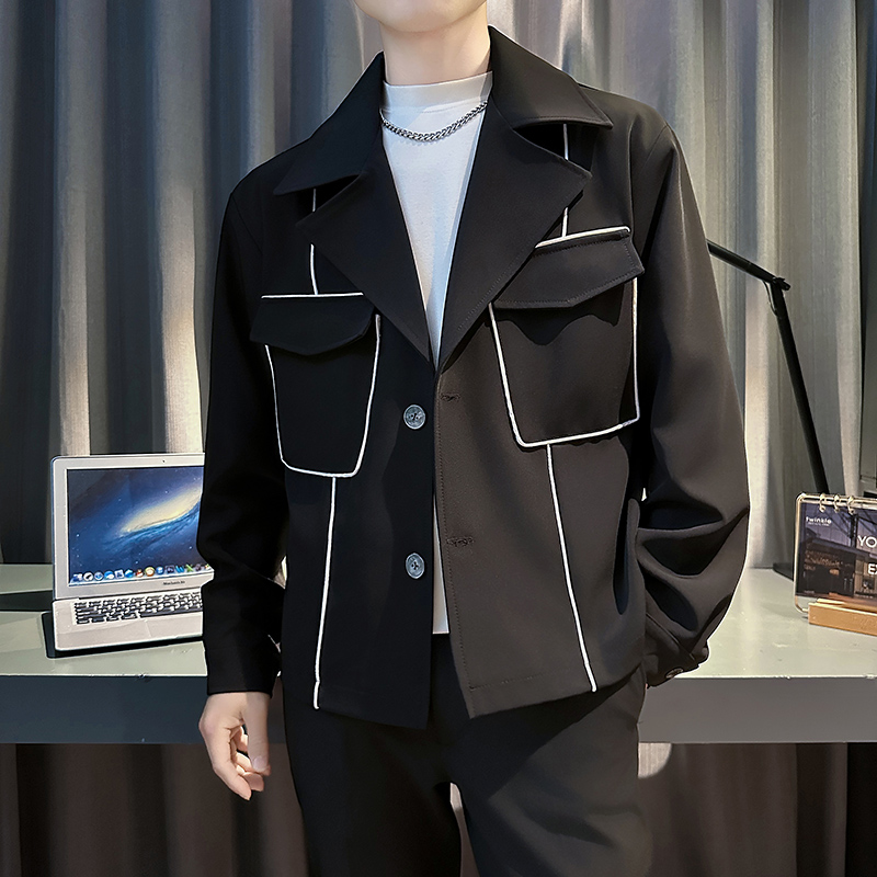雷迪波尔官方痞帅西装领夹克外套男款潮牌短款设计感廓形网红上衣