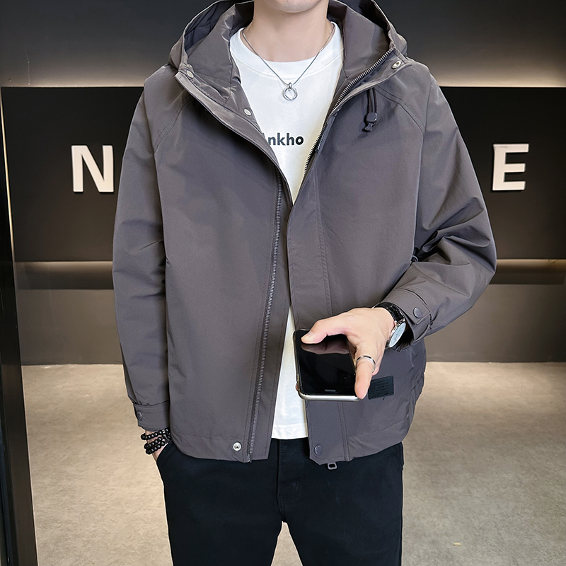 雷迪波尔官方秋装新款痞帅连帽夹克外套男士潮流短款修身高级感男