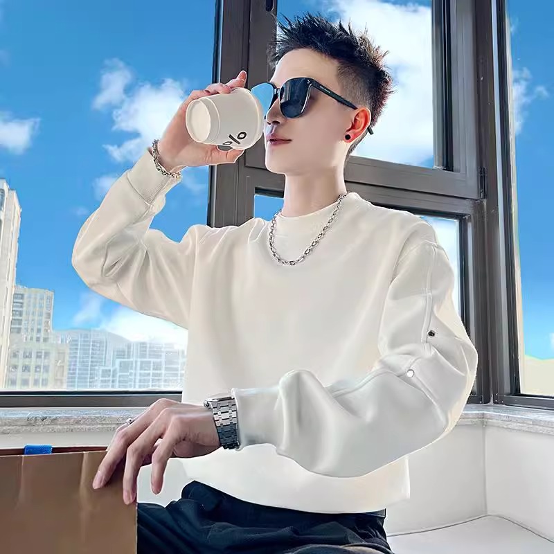 雷迪波尔官方ins潮牌手袖钉扣卫衣男设计感新款春秋季男装上衣长