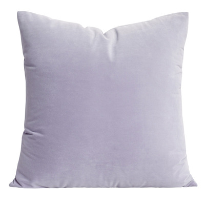 紫色系羊毛绒沙发抱枕套组合轻法式奶油风床头纯色靠垫套50X50cm