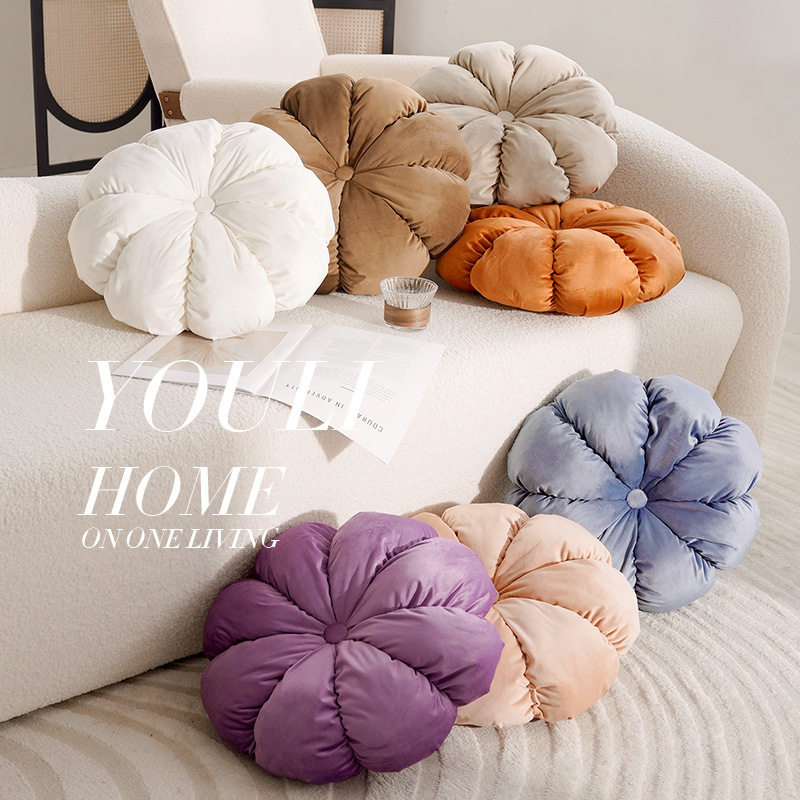 奶油色花苞圆形抱枕套ins可爱儿童坐垫车载靠背沙发飘窗靠垫靠枕