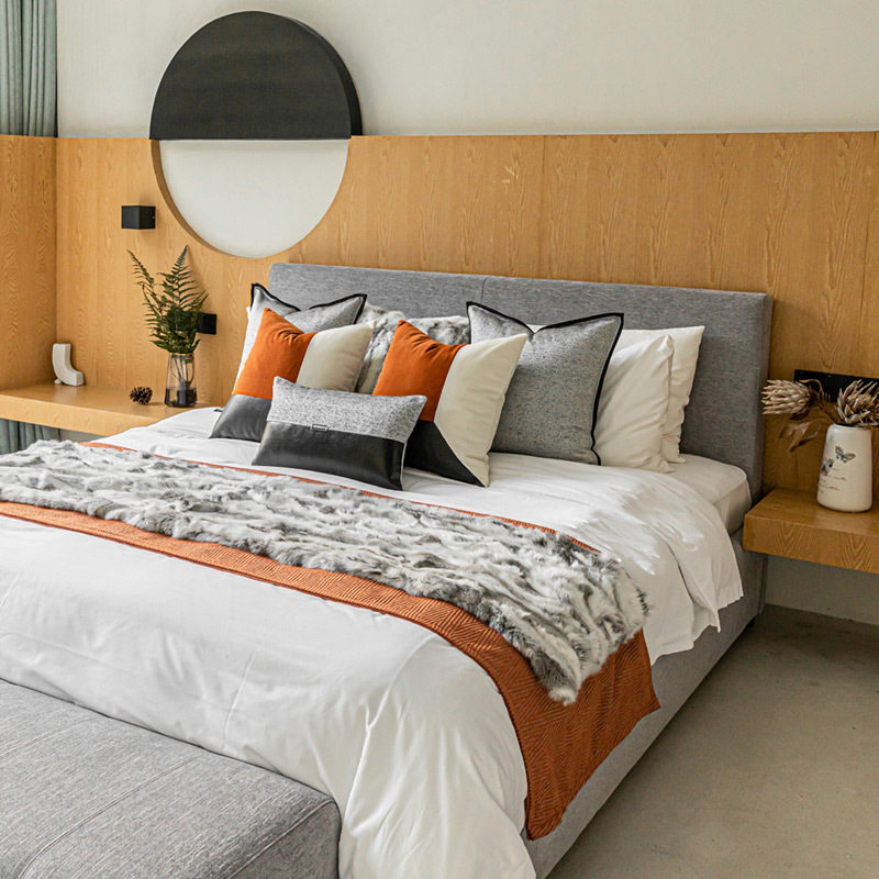 灰色橘色床品床上用品套件现代轻奢新中式样板房软装靠枕靠垫,居家布艺,靠垫/抱枕,淘宝优惠券,粉丝福利购,淘宝优惠卷