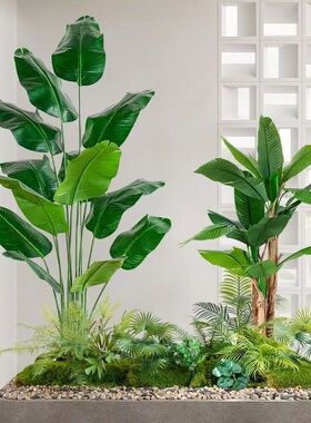 仿真绿植景观造景组合假树植物楼梯橱窗门店花箱室内装饰布置摆设
