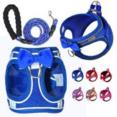 狗狗牵引绳可调节背心式 外出保暖猫狗胸背带透气夜间反光宠物用品