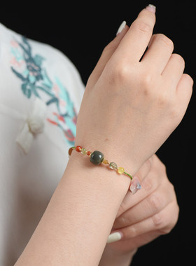 原创手工编织手链和田玉水晶玉石