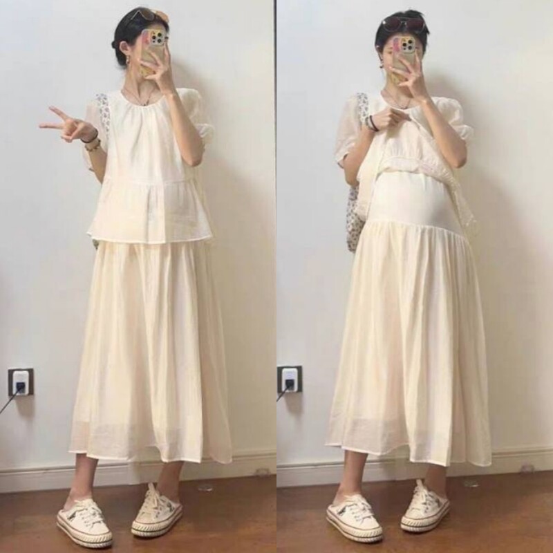 夏季孕妇短袖遮肚显瘦连衣裙
