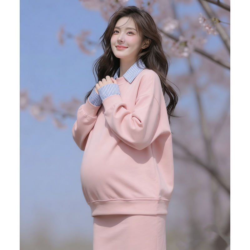 孕妇装春季时尚两件套大码休闲假两件上衣托腹短裙2026年百搭女
