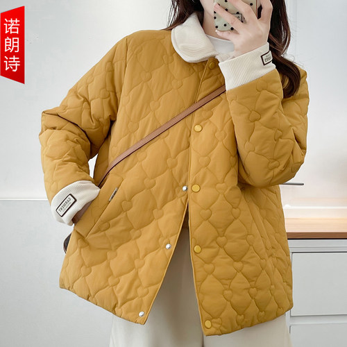 大码女装时尚翻领保暖棉服外套冬